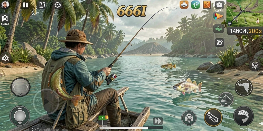 Screenshot gameplay 666I menampilkan aksi memancing yang seru dan mengasyikkan.