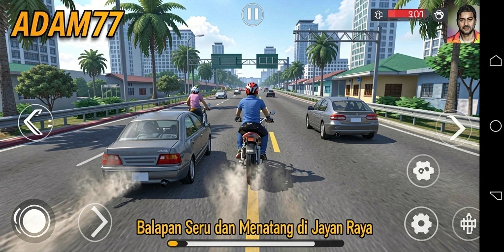 Tampilan gameplay balap yang menegangkan dan mendebarkan.
