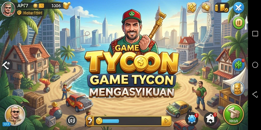 Tampilan gameplay menarik dari API77 yang menggambarkan strategi Tycoon.