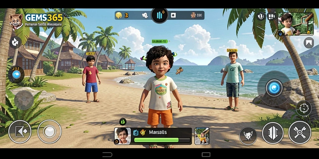 Tangkapan layar gameplay GEMS365 menampilkan aksi seru mencocokkan permata.