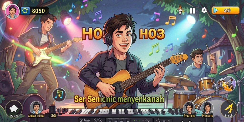 Screenshot H03 menampilkan gameplay yang seru dan interaktif dengan nuansa musik.
