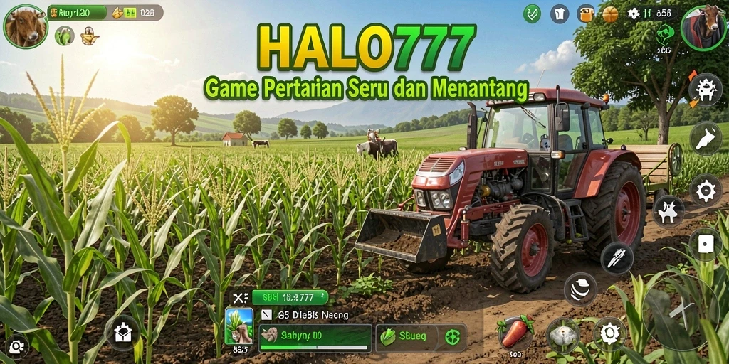 Tampilan gameplay HALO777 yang menampilkan lahan pertanian yang subur.