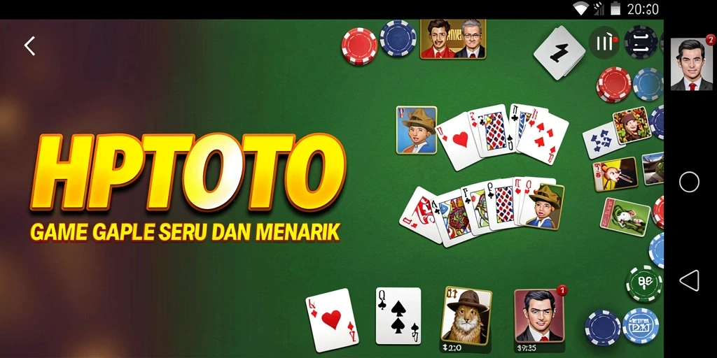 Tampilan screenshot utama HPTOTO menampilkan gameplay Gaple yang seru.