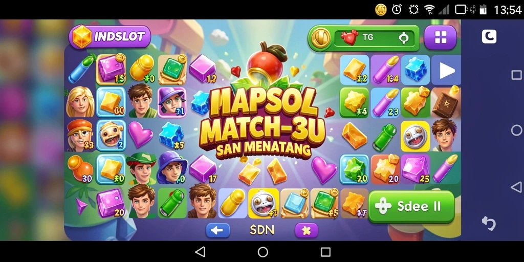 Tangkapan layar INDSLOT menampilkan aksi seru permainan Match-3.