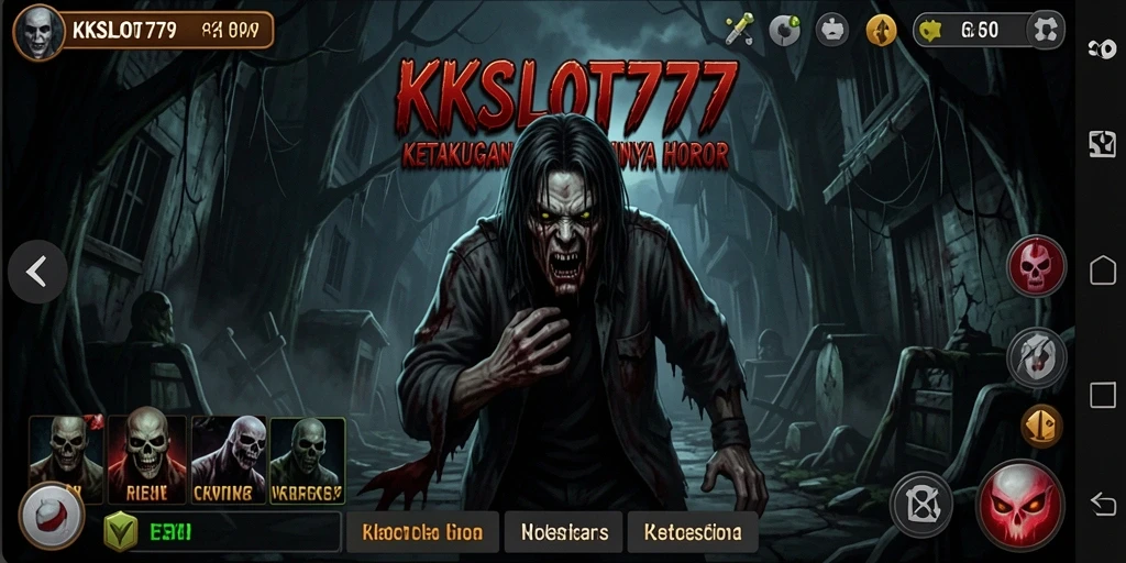 Screenshot dari gameplay KKSLOT777 dengan suasana horor yang mengintimidasi.