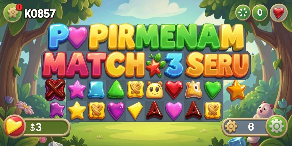 Screenshot KO857 menampilkan keseruan gameplay Match-3 yang mengasyikkan.