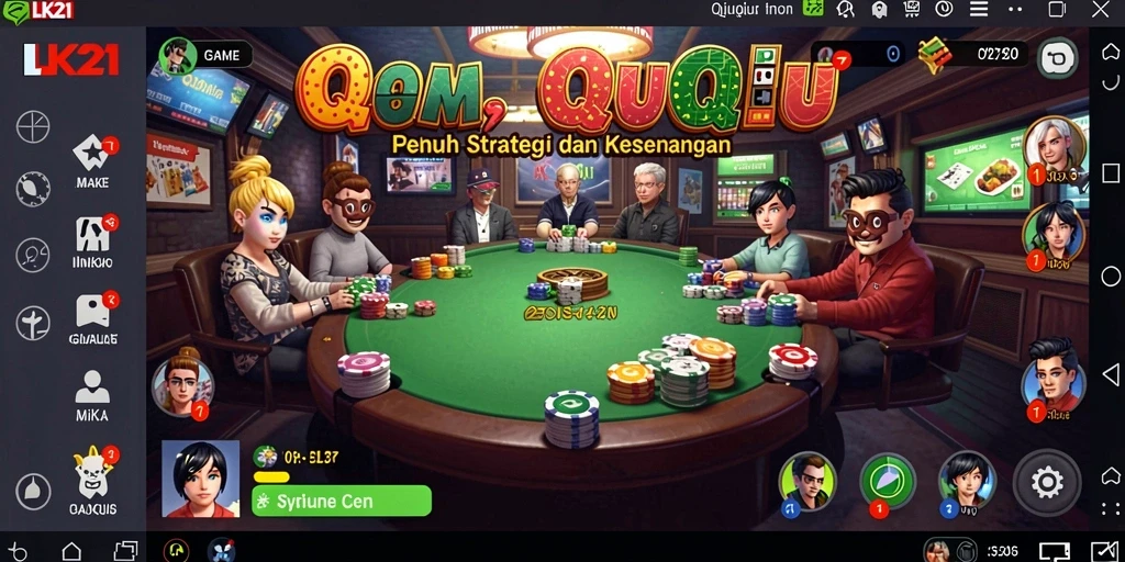 Screenshot dari gameplay LK21 yang menampilkan suasana QiuQiu.