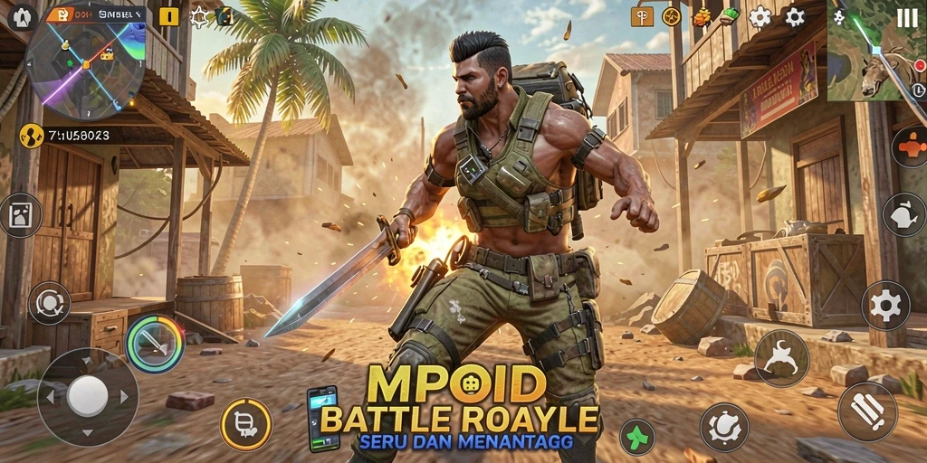 Gameplay MPOID yang seru dalam pertarungan Battle Royale.
