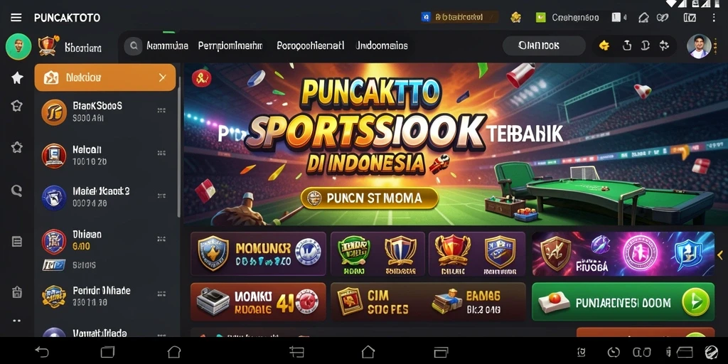 Tangkapan layar menunjukkan antarmuka PUNCAKTOTO saat bermain taruhan olahraga.