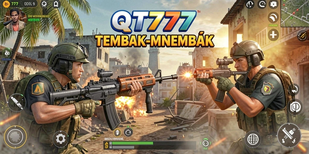 Tangkapan layar QT777 menampilkan aksi tembak-menembak yang intens dan grafik yang memukau.