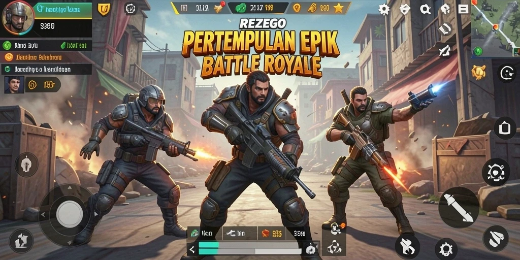 Tangkapan layar gameplay seru dalam REZEGO Battle Royale.