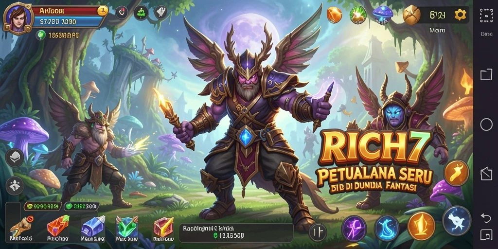 Tangkapan layar gameplay RICH7 yang menunjukkan petualangan seru.
