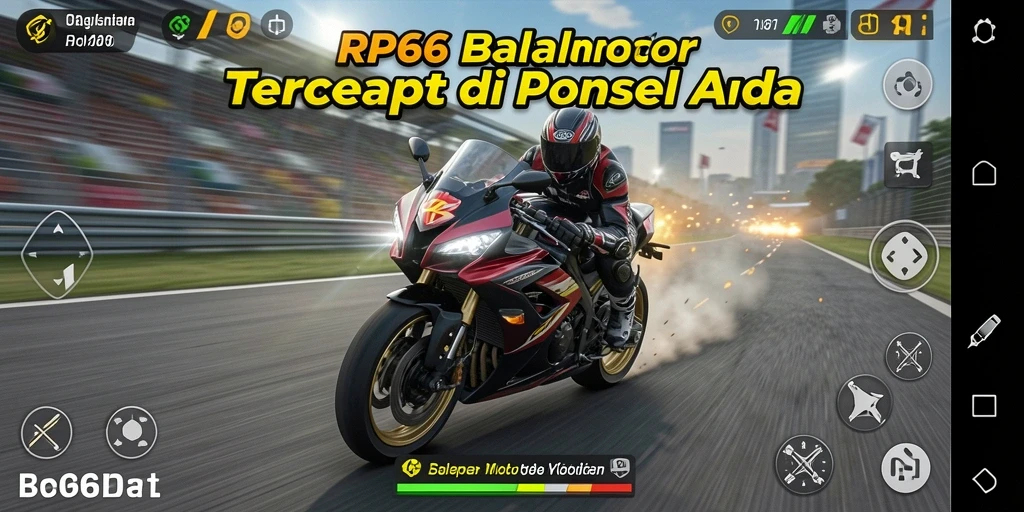 Screenshot gameplay menunjukkan aksi balap motor yang mendebarkan.