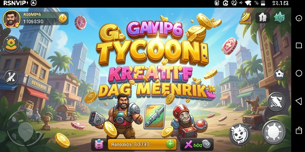 Tampilan gameplay utama RSNVIP6 yang menampilkan manajemen bisnis yang seru.