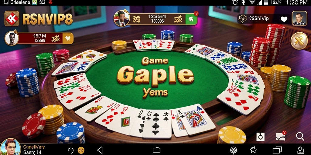 Tampilan gameplay seru RSNVIP8 dengan fitur Gaple yang menarik.