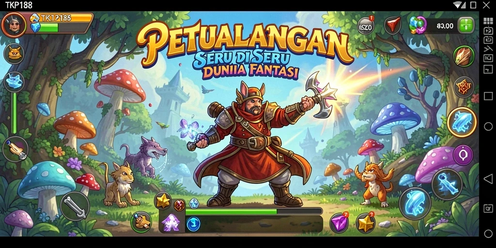 Tampilan gameplay TKP188 dengan karakter berpetualang di dunia fantastis.